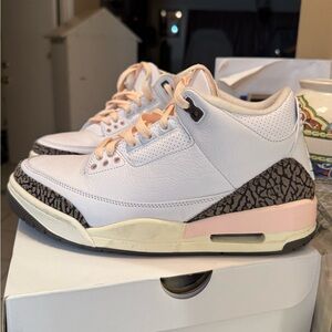 Jordan White and Pink Sneakers with Black Accents